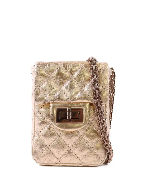 CHANEL Pre-Owned CC 2.55 chain-strap calfskin crossbody bag Gold 255PHONEBAG