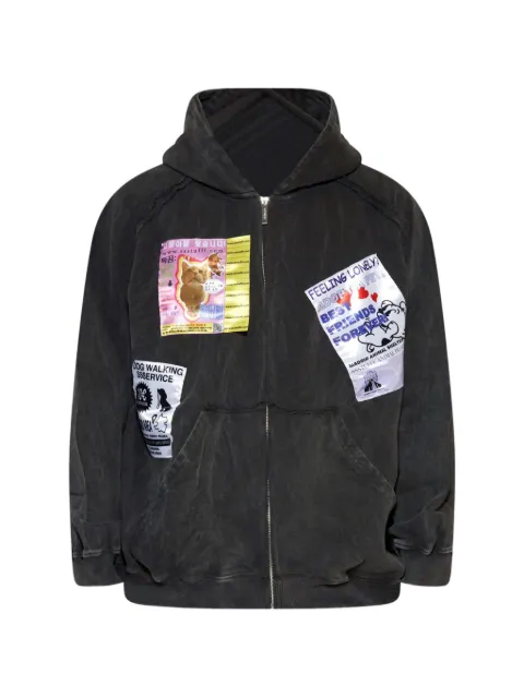 SSSTUFFF patch-detail stonewashed hoodie Black STFAW25AZUHVB