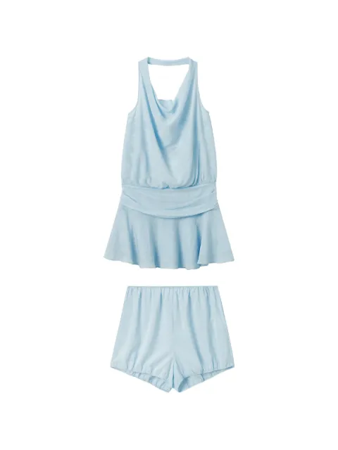 b+ab cowl-neck shorts set (set of two) Blue 6U208AS