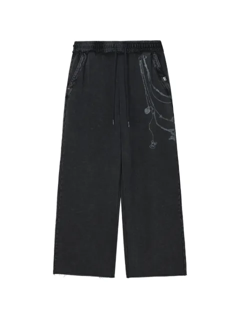Mini Cream graphic-print wide-leg track pants Grey 6UM507A
