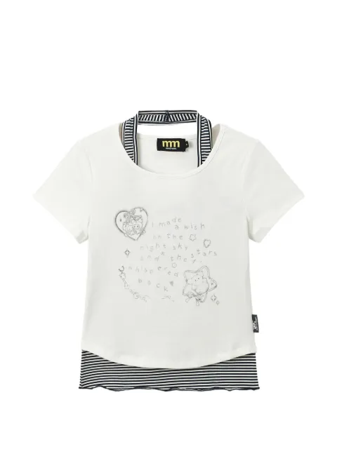 Mini Cream graphic-print layered T-shirt White 6UM651A