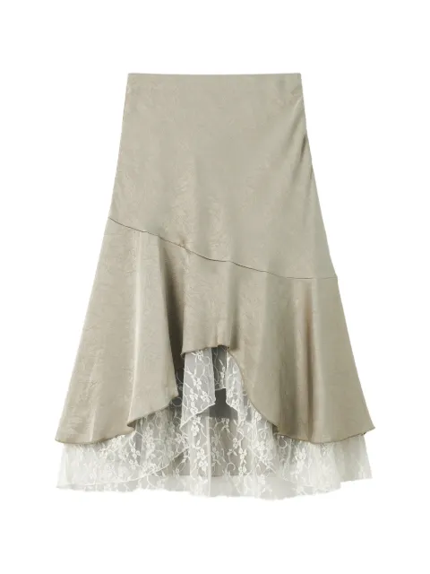 b+ab lace-trim asymmetric midi skirt Neutrals 6U197AS