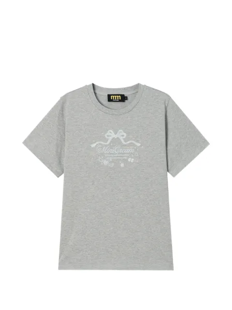 Mini Cream graphic-print faux-pearl-embellished T-shirt Grey 6UM660A