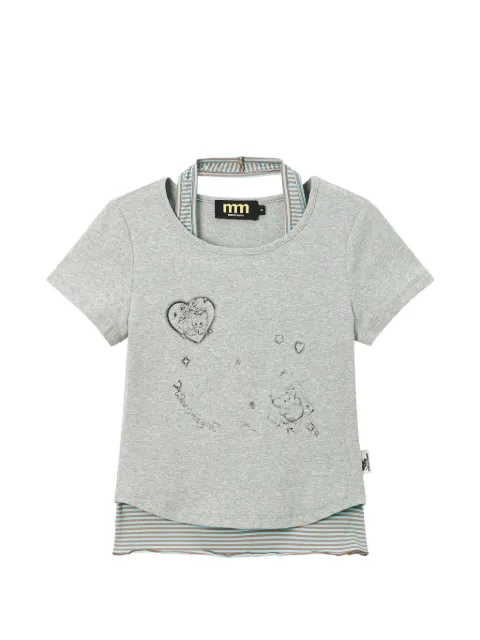 Mini Cream graphic-print layered T-shirt Grey 6UM651A