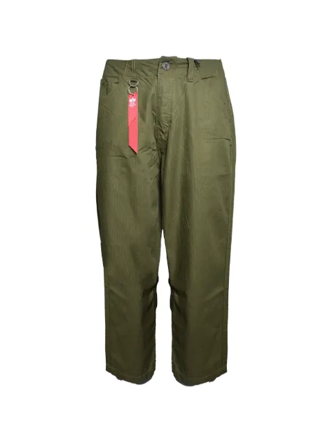 Alpha Industries herringbone-weave tapered-leg trousers Green SS266201142