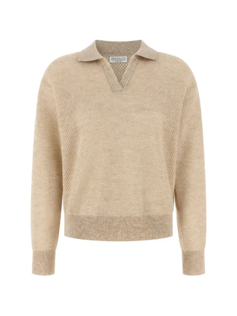 Brunello Cucinelli waffle-knit mohair-blend jumper Neutrals MGG270505PCWM81