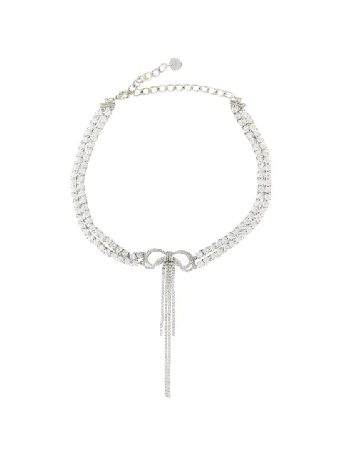 Self-Portrait Double Crystal Bow necklace Silver PF26606NSL