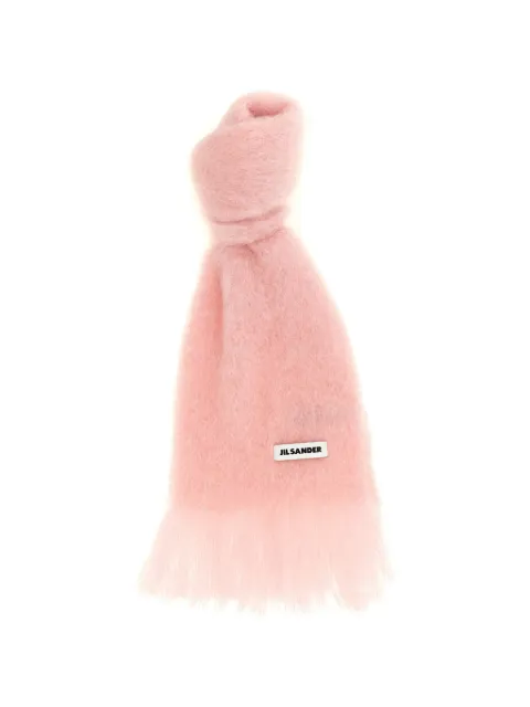 Jil Sander logo-patch fringed scarf Pink J02TE0113J40041