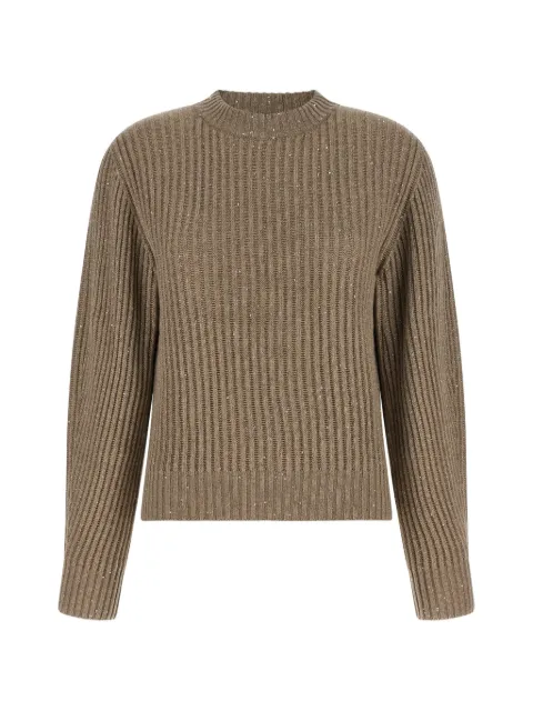 Brunello Cucinelli sequin-embellished rib-knit sweater Neutrals MBM753500PC50