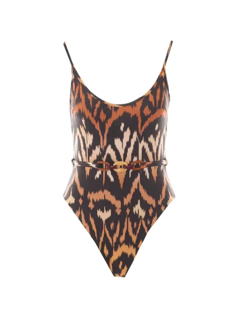 ZIMMERMANN Aster zebra-print swimsuit Black 7964WSS261