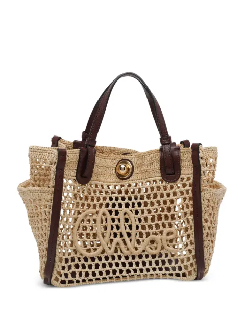 Chloé small Iconic raffia tote bag Neutrals CH26AS915P08