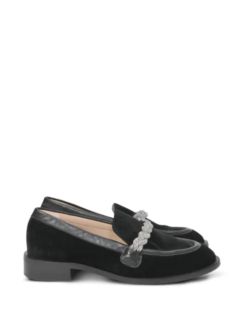 Stuart Weitzman crystal-embellished chain-link loafers Black NAPPUHKSH410828W