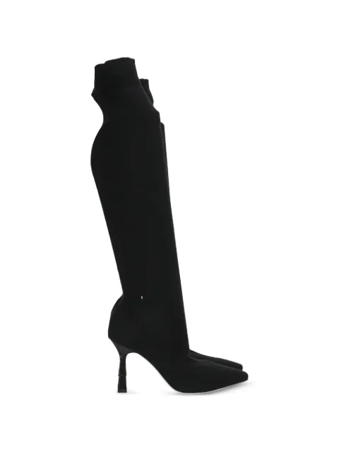 René Caovilla crystal-embellished knitted boots Black NAPPUHKSH464716W