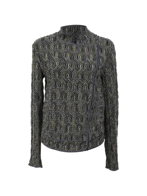 Missoni Pre-Owned zigzag-knit overlap jacket Grey TONPUHKCL423347W