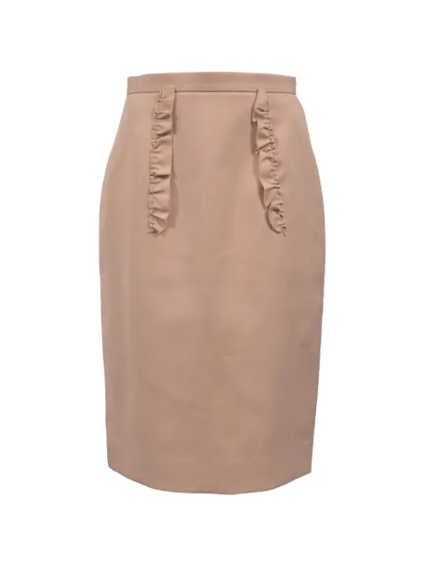 Miu Miu Pre-Owned ruffle-detail pencil skirt Pink TONPUHKCL408710W