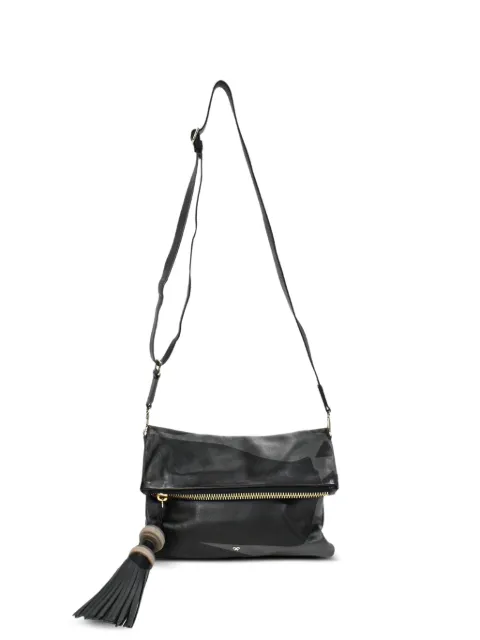 Anya Hindmarch foldover tassel crossbody bag Black TONPUHKBA461554W