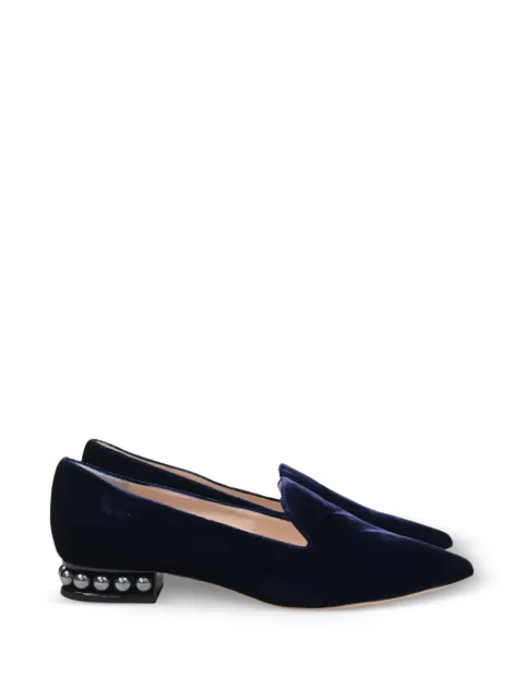 Nicholas Kirkwood faux pearl-embellished velvet loafers Blue TONPUHKSH456975W
