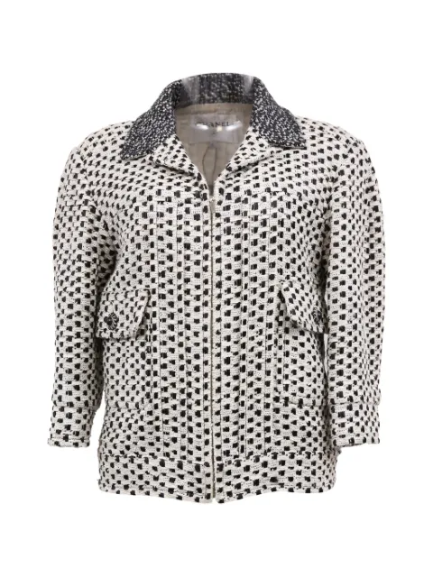 CHANEL Pre-Owned polka dot-print zipped jacket White NAPPUHKCL458346W