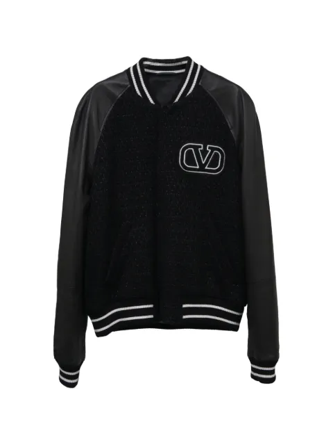 Valentino Garavani Pre-Owned VLogo tweed bomber jacket Black MRPPUHKCL368601M