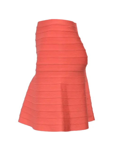 Hervé Léger Pre-Owned bandage flare-hem skirt Orange NAPPUHKCL372012W