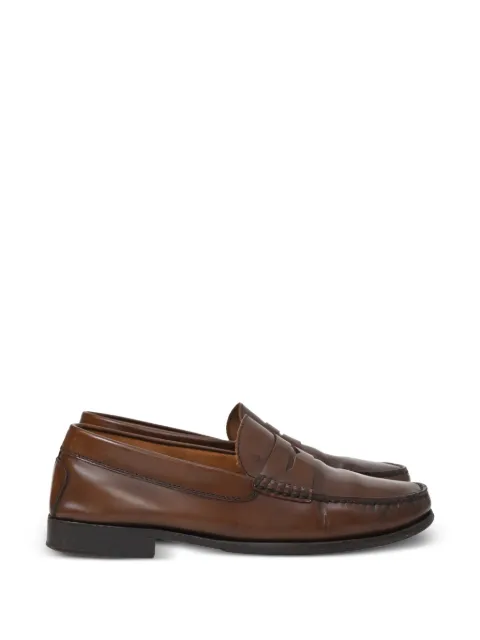 Tod's Vintage Logo-embossed polished loafers Brown MRPPUHKSH400363M