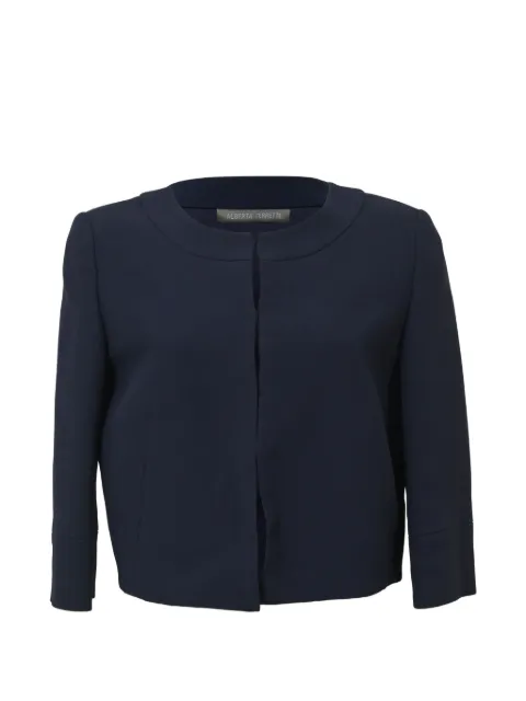 Alberta Ferretti Vintage collarless hook-and-eye bolero Blue TONPUHKCL372323W