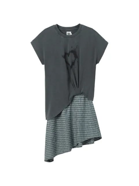 b+ab check-pattern asymmetric dress Grey 6U660AS