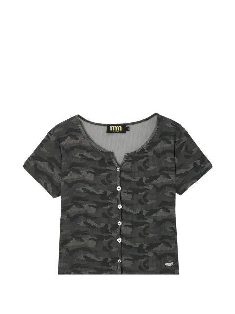 Mini Cream camouflage-print button-up T-shirt Grey 6UM650A