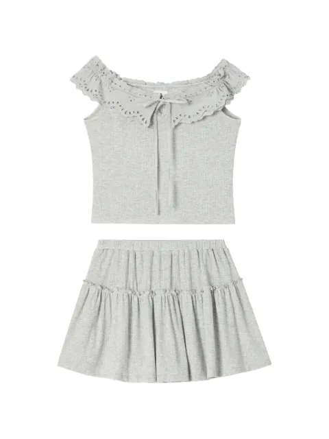 b+ab broderie-anglaise ruffled set Grey 6U665AS