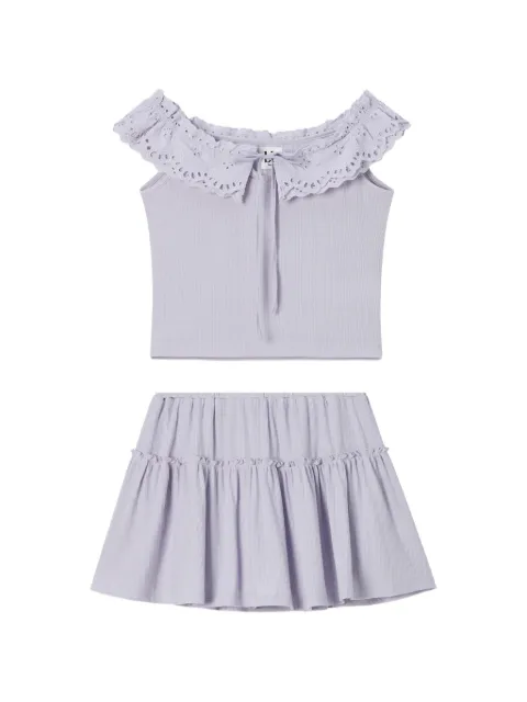b+ab broderie-anglaise tiered skirt set Purple 6U665AS