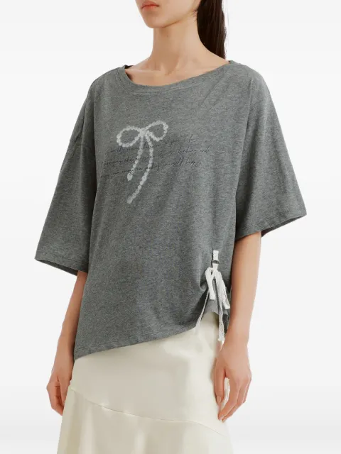 b+ab bow-print lace-up T-shirt Grey 6U693AS