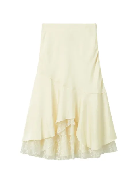 b+ab lace-trim asymmetric midi skirt Neutrals 6U197AS