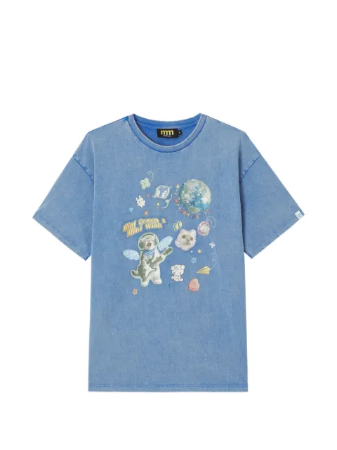 Mini Cream graphic-print T-shirt Blue 6UM643A