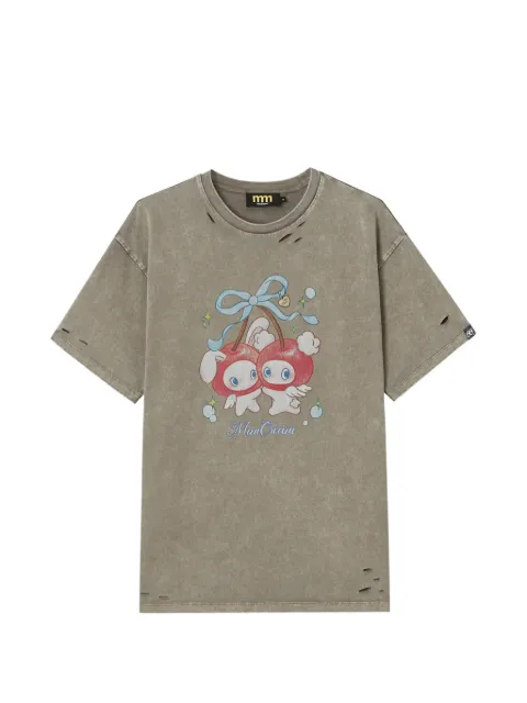 Mini Cream graphic-print T-shirt Grey 6UM642A