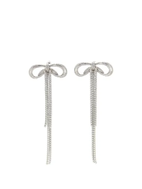 Self-Portrait crystal-embellished bow earrings Silver PF26606E