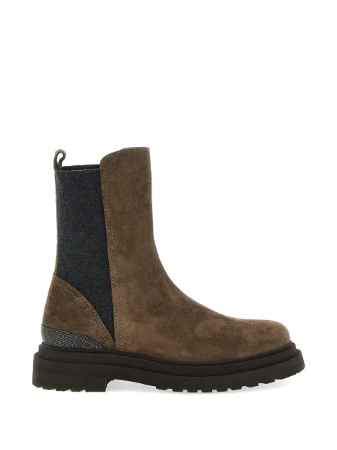 Brunello Cucinelli Monili-embellished suede ankle boots Brown MZSFG3307PC8769