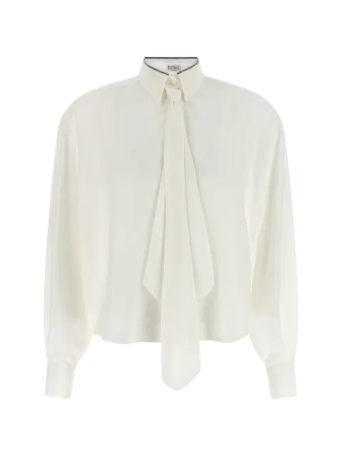 Brunello Cucinelli Monile-detail silk shirt White MP993M3A26C600