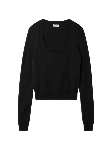 Saint Laurent scoop-neck knitted sweater Black 800712Y76FL