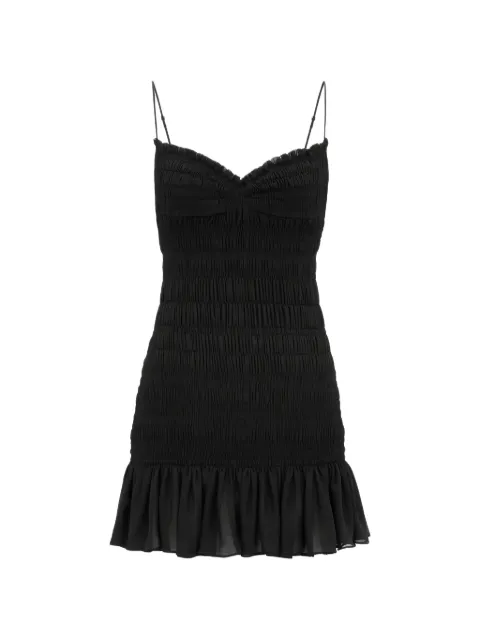 Saint Laurent shirred ruffled mini dress Black 814162Y115W