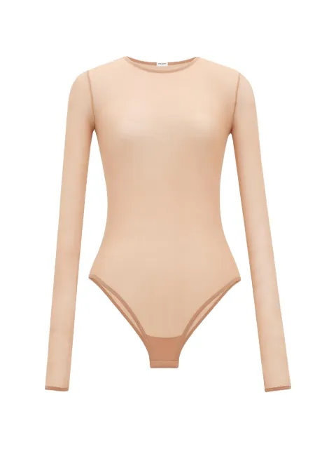 Saint Laurent sheer long-sleeve bodysuit Neutrals 806592Y37VP