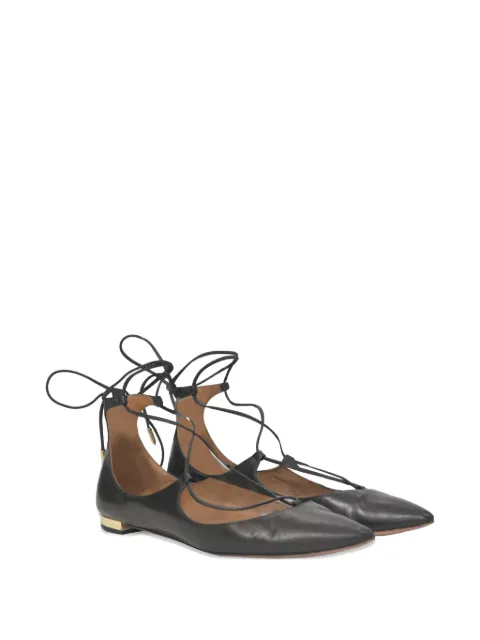 Aquazzura Christy lace-up ballet flats Black NAPPUHKSH384874W