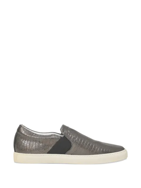 Lanvin Pre-Owned embossed leather slip-on sneakers Grey NAPPUHKSH372186M