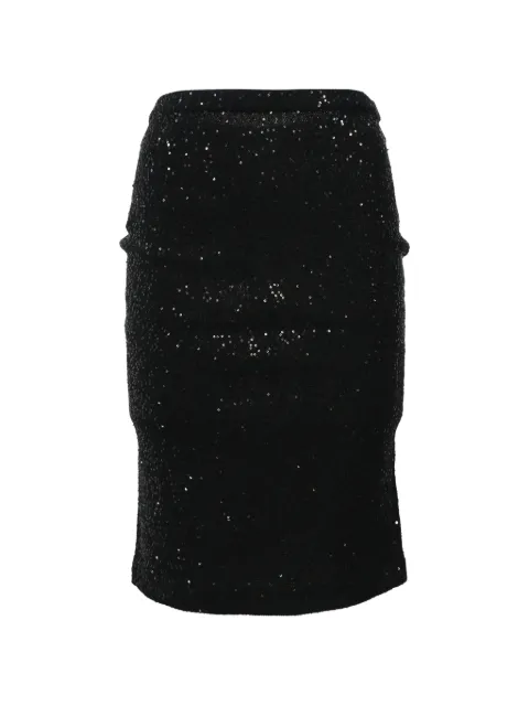 Oscar de la Renta Pre-Owned knitted sequined skirts Black NAPPUHKCL444070W