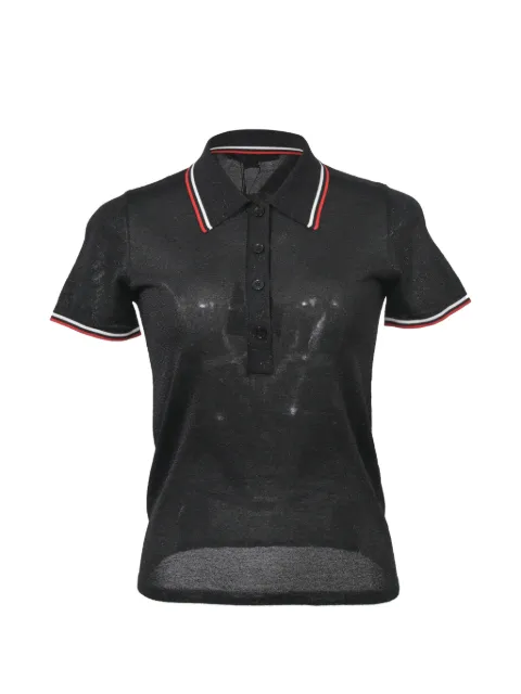 Pre-Owned Alexander Wang semi-sheer knit polo shirt Black TONPUHKCL381675W