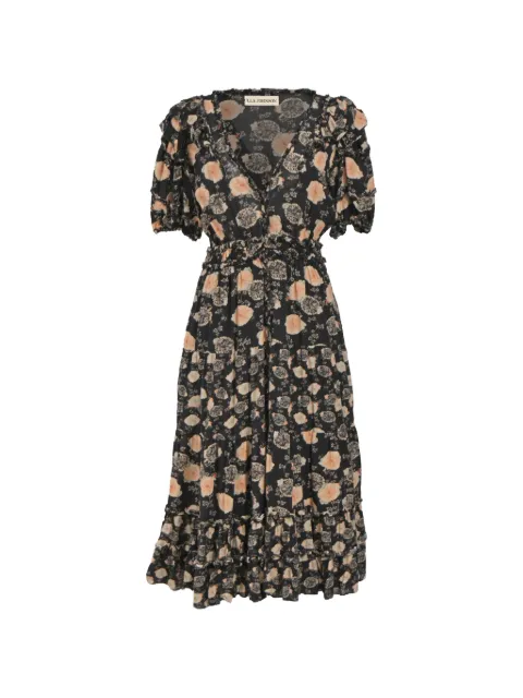 Ulla Johnson ruffle-detail floral-print dress Black NAPPUHKCL381073W