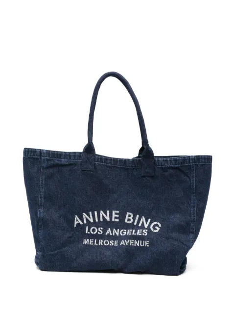 ANINE BING logo-print shoulder bag Blue A1312677