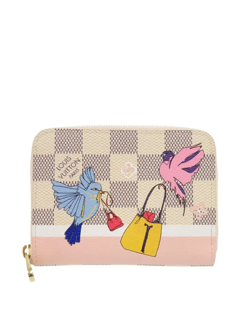 Louis Vuitton Pre-Owned 2018 Damier Azur Christmas Birds Zippy Purse coin pouch White NSLS5AULUW9LW3UC