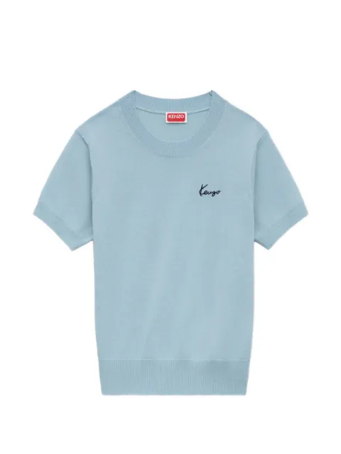 Kenzo logo-embroidered short-sleeved sweater Blue FG62TO7563LB