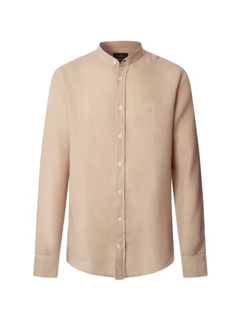 Hackett London mandarin-collar linen shirt Neutrals HM3010632