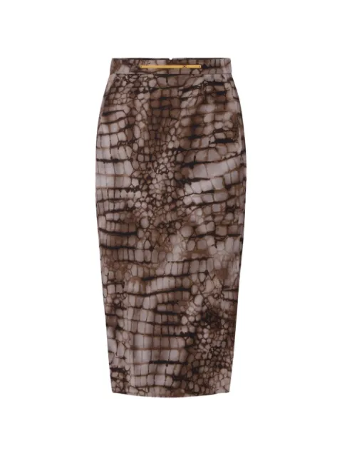 Elisabetta Franchi crocodile-print midi pencil skirt Brown GO16961E2